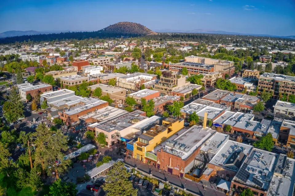 Aerial view of Bend, Oregon.